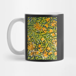 Wattle. a multicolour reduction Linocut by Geoff Hargraves Mug